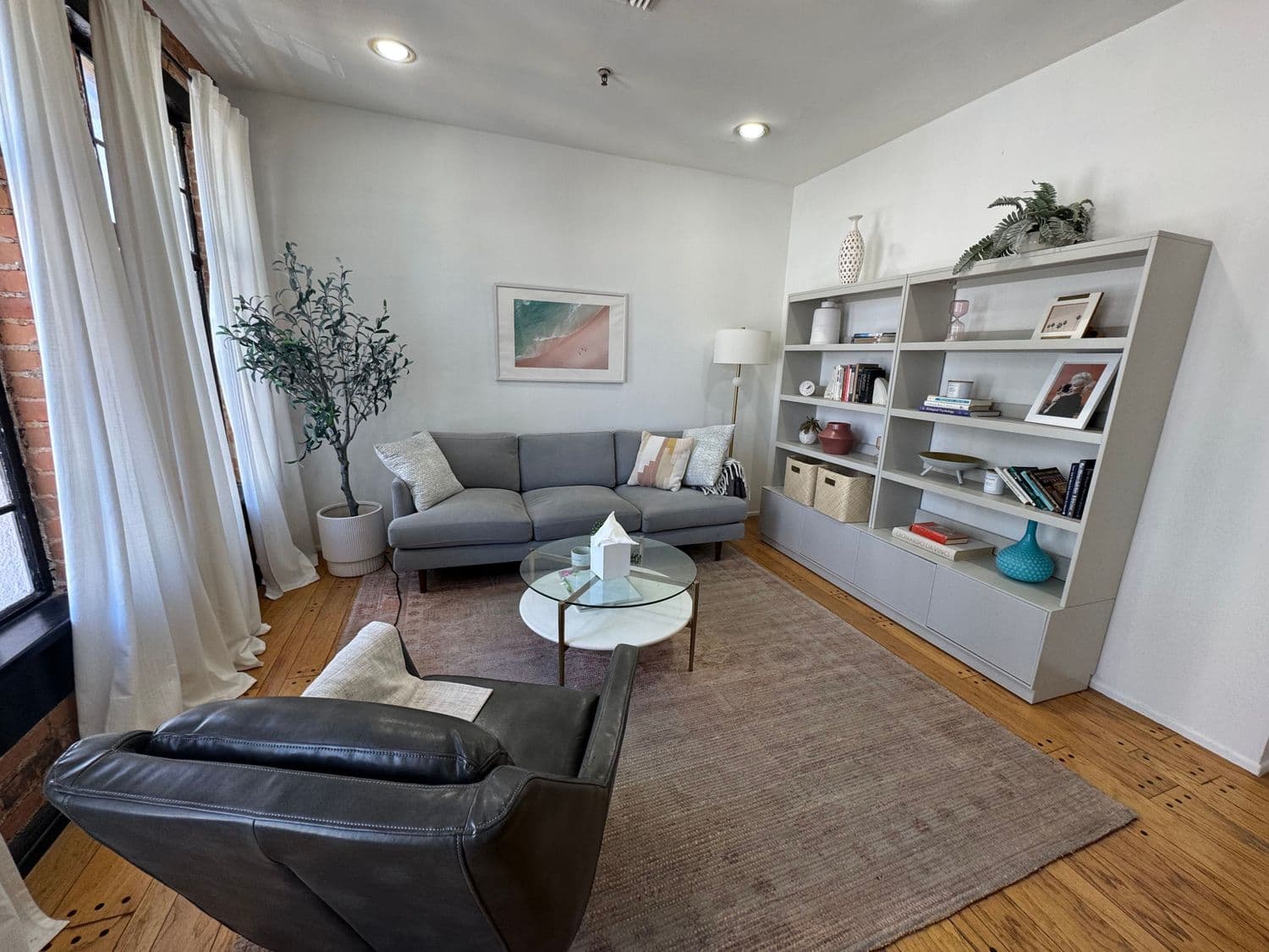 Quiet, comfortable therapy space in Santa Monica designed to help clients feel at ease